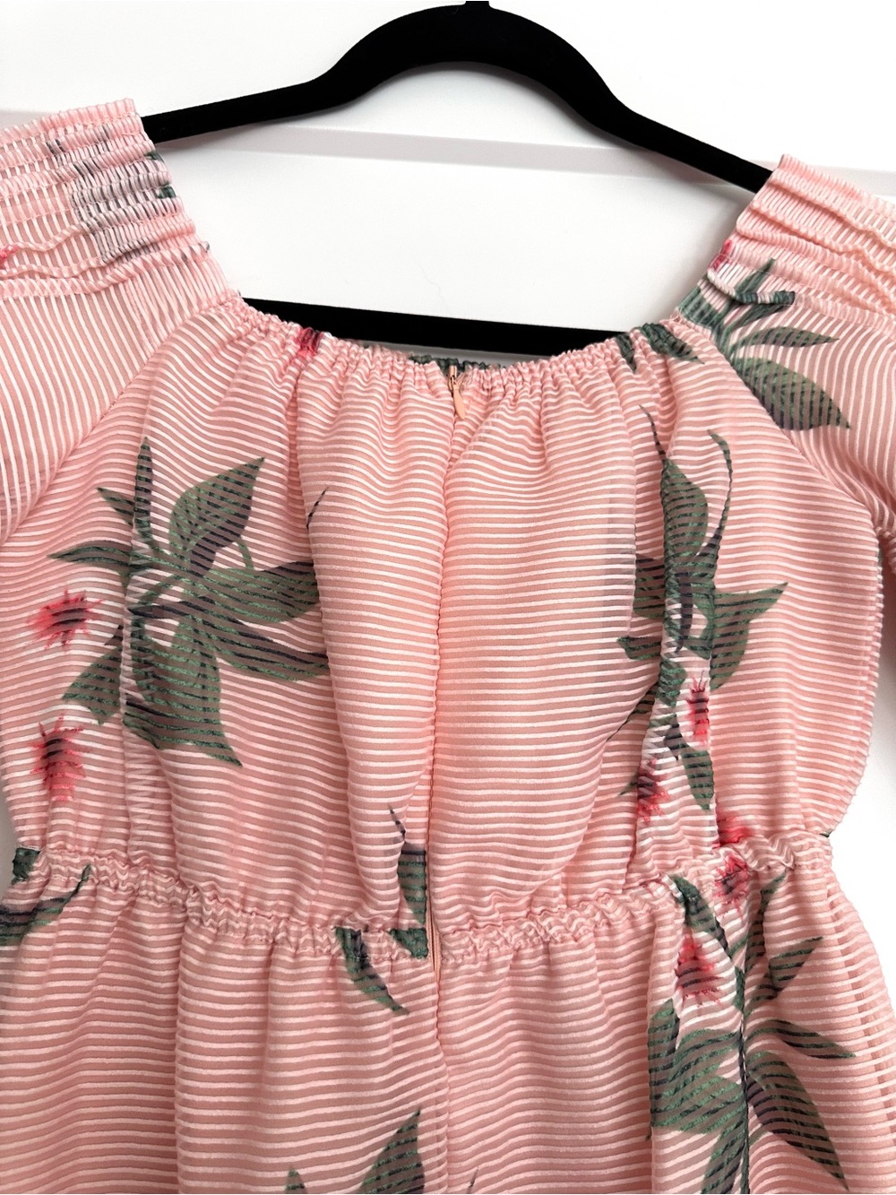 Pink Floral Off-Shoulder Mini Dress - Picture 5 of 6